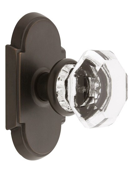 Arched Rosette Set With Old Town Crystal Knobs in Oil Rubbed Bronze.